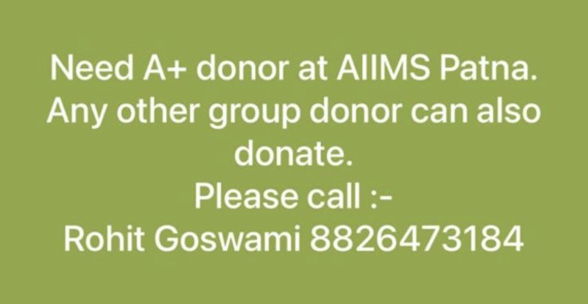 Hello <a href="/BloodsevaIndia/">Blood Seva Parivar</a> <a href="/BloodDonorsIn/">Blood Donors India</a> , can you help regarding this emergency ‼️