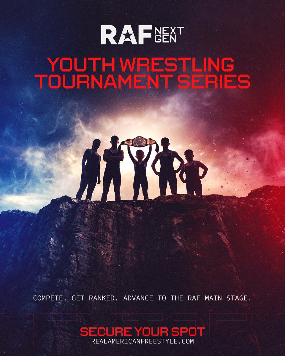RAFWrestlingUSA's tweet photo. The best wrestlers in the world already compete in RAF. Now the next generation has a path to get there.

Introducing RAF NEXT GEN — a national youth wrestling tournament series built for the next wave of athletes rising through the sport. Wrestlers compete at events tied directly to RAF weekends, build rankings over time and earn the opportunity to qualify for marquee championship events contested on the RAF main stage.

Same weekends. Same environment. Same spotlight.

Register for RAF Next Gen: https://t.co/KJeUeh7mtn