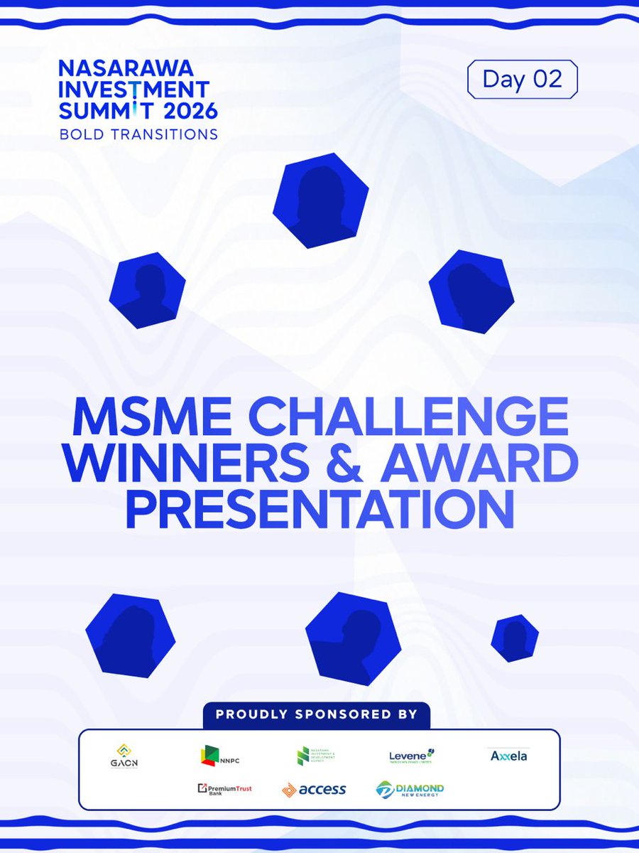 NasarawaInvest's tweet photo. Congratulations to the winners of the #NIS2026 edition of the MSME Challenge.
Your dedication paid off.
To all the other participants, we see you and believe in you. Keep going.
#NasarawaInvestmentSummit #MSMEChallenge https://t.co/m2cmcdSyJW