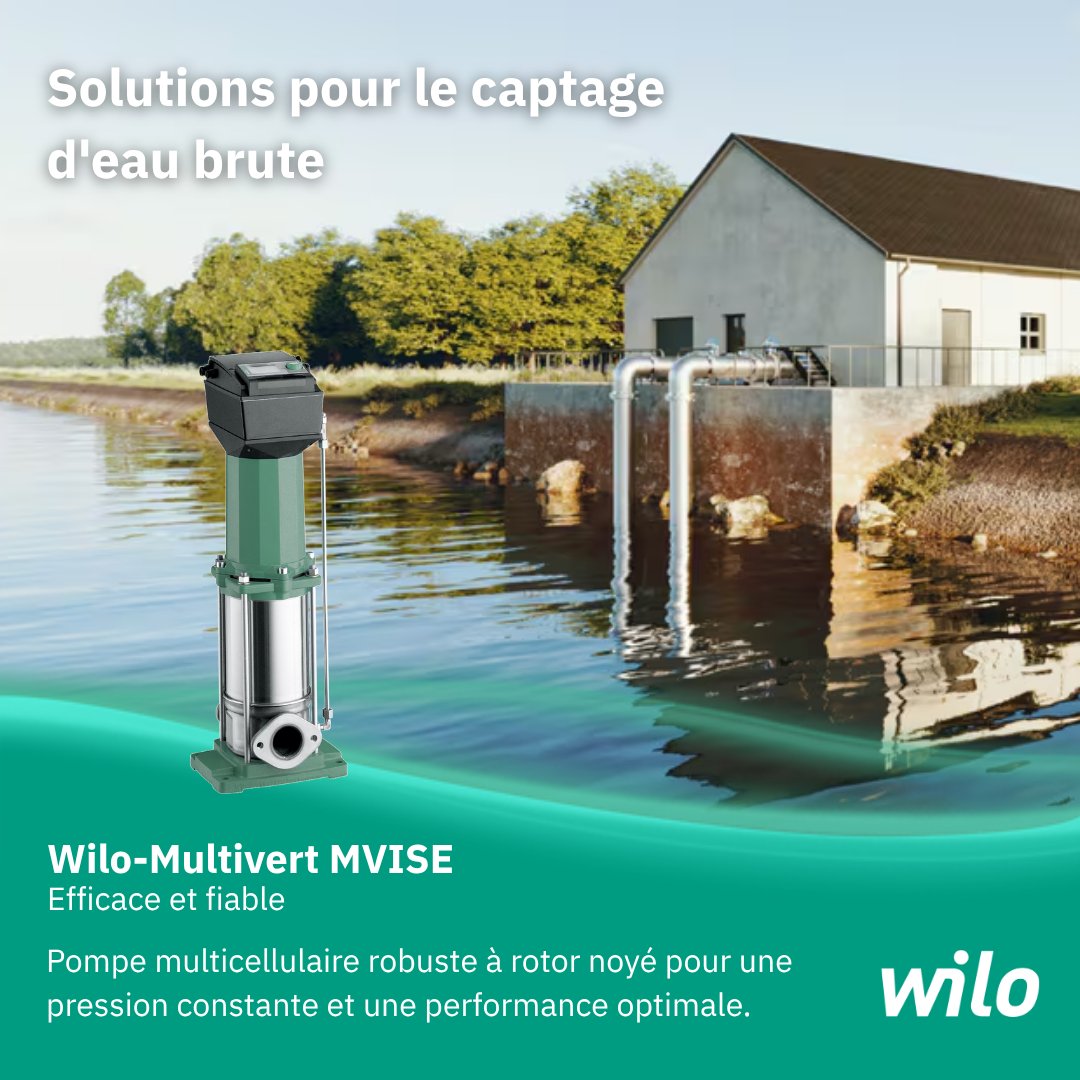 WiloFrance's tweet photo. 💧 Face aux défis liés au changement climatique, Wilo accompagne les acteurs du cycle de l’eau avec des solutions fiables, et intelligentes. 🌍
Découvrez nos solutions dédiées au captage d’eau brute.
👉 En savoir plus : https://t.co/qa98dsWXaf
#Wilo #WiloFrance #CycleDeLEau https://t.co/eD5H8JNDVM