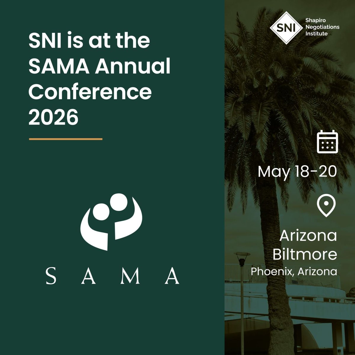 🚀 Excited to announce that SNI will be at the #SAMA Annual Conference! Join us for Jeff Cochran's session on “Creating Value Through Optimal Negotiation Strategies.” Let’s connect and discuss negotiation and long-term value! 🤝 
Register Here: linkedin.com/events/2026sam…