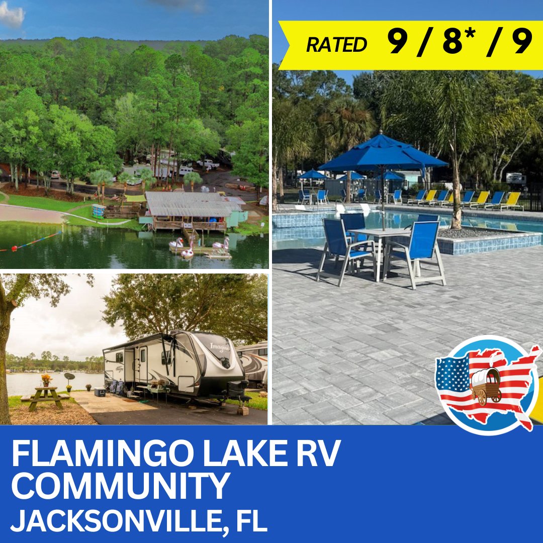 PassportAmerica's tweet photo. 📍 Jacksonville, FL - Flamingo Lake RV Park Community offers fun in the sun for the whole family! Guests enjoy full hookup sites, a 17-acre swimming & fishing lake with sandy beaches, an on-site café, a playground, and pet area. Enjoy a perfect location for the beautiful northern Florida wilderness and exploring attractions near the Florida-Georgia border.

Passport America discount is honored up to 6 nights per 30-day period

🔗https://t.co/rl0JEuP07e