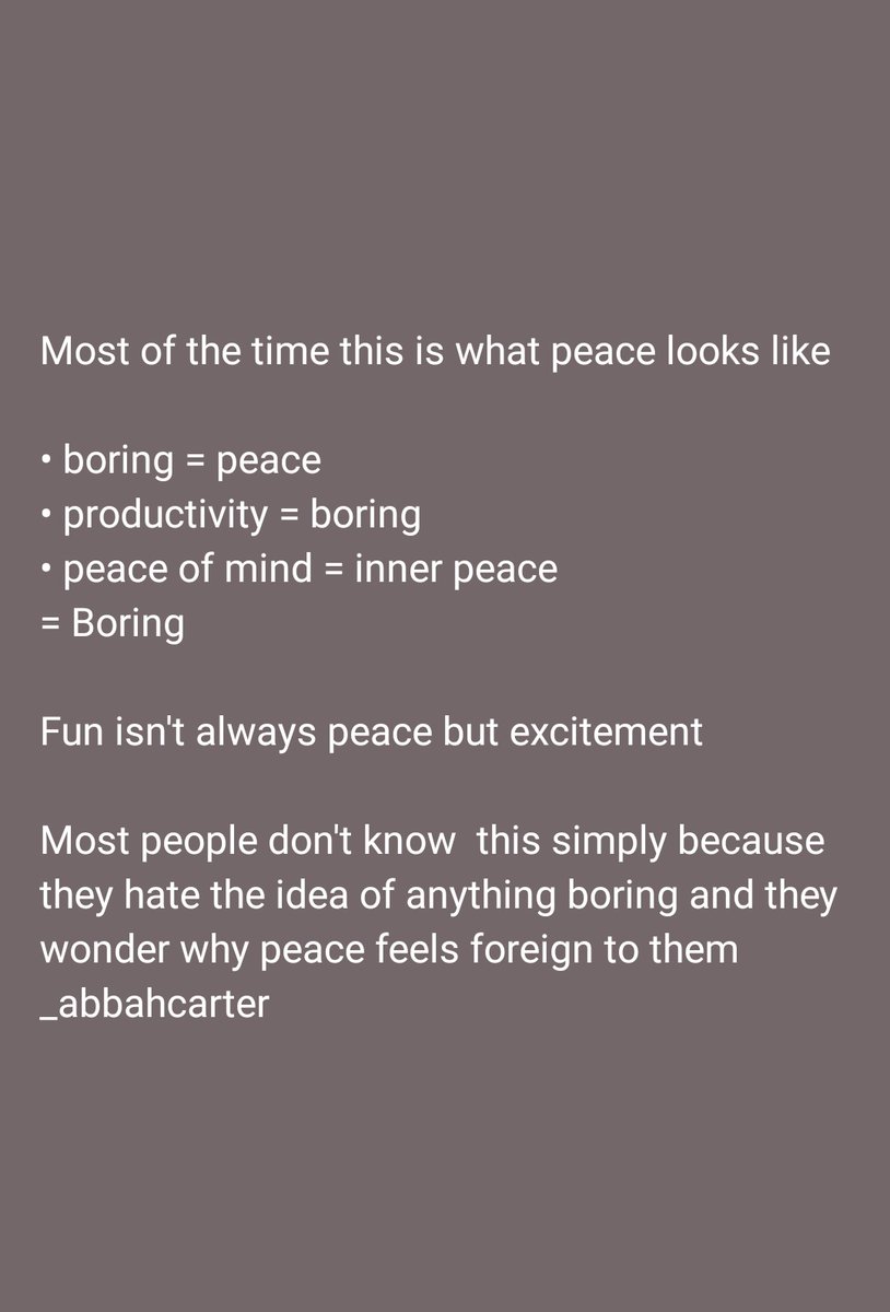 abbahcarter's tweet photo. Peace feels foreign to most people because they have no idea what it really is https://t.co/lVSa4e3JGA