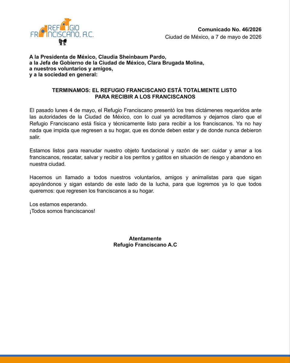 REFUGIO FRANCISCANO AC tweet media