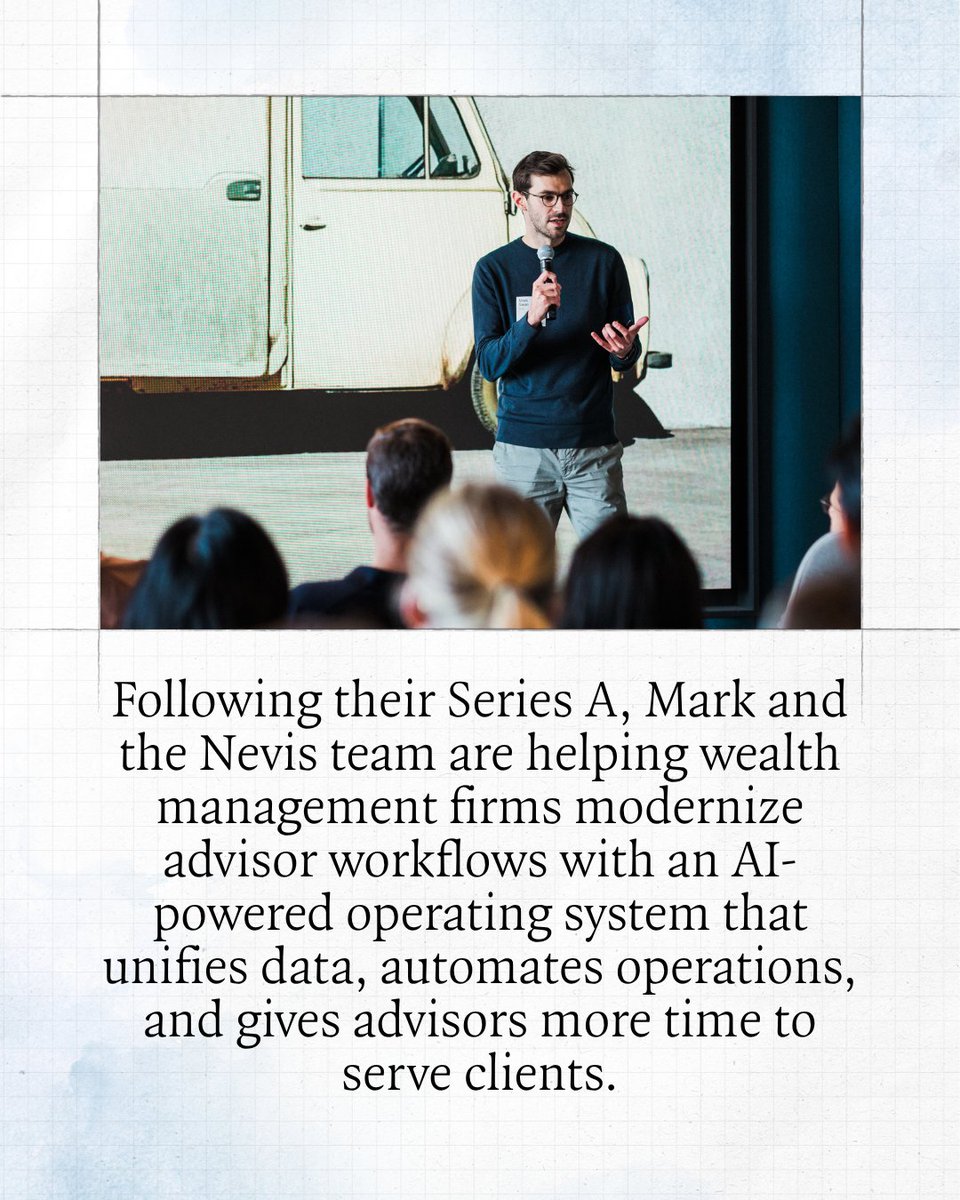 ICONIQCapital's tweet photo. Meet @MarkSwan_, co-founder and CEO of @neviswealth.

Mark saw what wealth management could become, and what was getting in the way. Fragmented systems and manual workflows were pulling advisors away from the client relationships that mattered. At a moment when client expectations are rising, margins are tightening, and AI is reshaping what great service can look like, he saw an urgent need for a better foundation.

So Mark, alongside Philipp Burda and Ivan Chalov, built Nevis.

Nevis is building the AI operating system for wealth management, helping firms unify disconnected systems, automate key workflows, and create more capacity for advisors to focus on clients. The result is a stronger operating foundation for firms, from onboarding and compliance to meeting prep, reporting, and day-to-day execution.

Mark brings deep domain perspective from financial services investing, paired with his clear view of where the industry is ready for change. Alongside Philipp and Ivan’s product and operating experience from Revolut, he is helping build the kind of platform wealth management has long needed.

We’re proud to have partnered with Nevis at Series A, and we’re excited to continue supporting Mark and the team as they build for the future of wealth management.

Read more about our partnership: https://t.co/vM3VEPtAfz

Disclaimer: https://t.co/fdP8ALDhEm