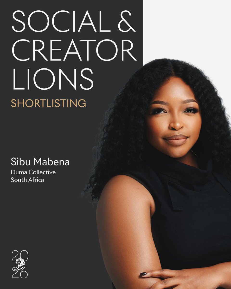 DumaCollective's tweet photo. We’re proud to share that @sibumabena, will be serving on the Shortlisting Jury for Cannes Lions 2026. We’re excited for her to join some of the industry’s leading creative minds in reviewing the work, challenging the ideas, and helping spotlight the campaigns setting the benchmark for global creative excellence.

See you in Cannes 💛