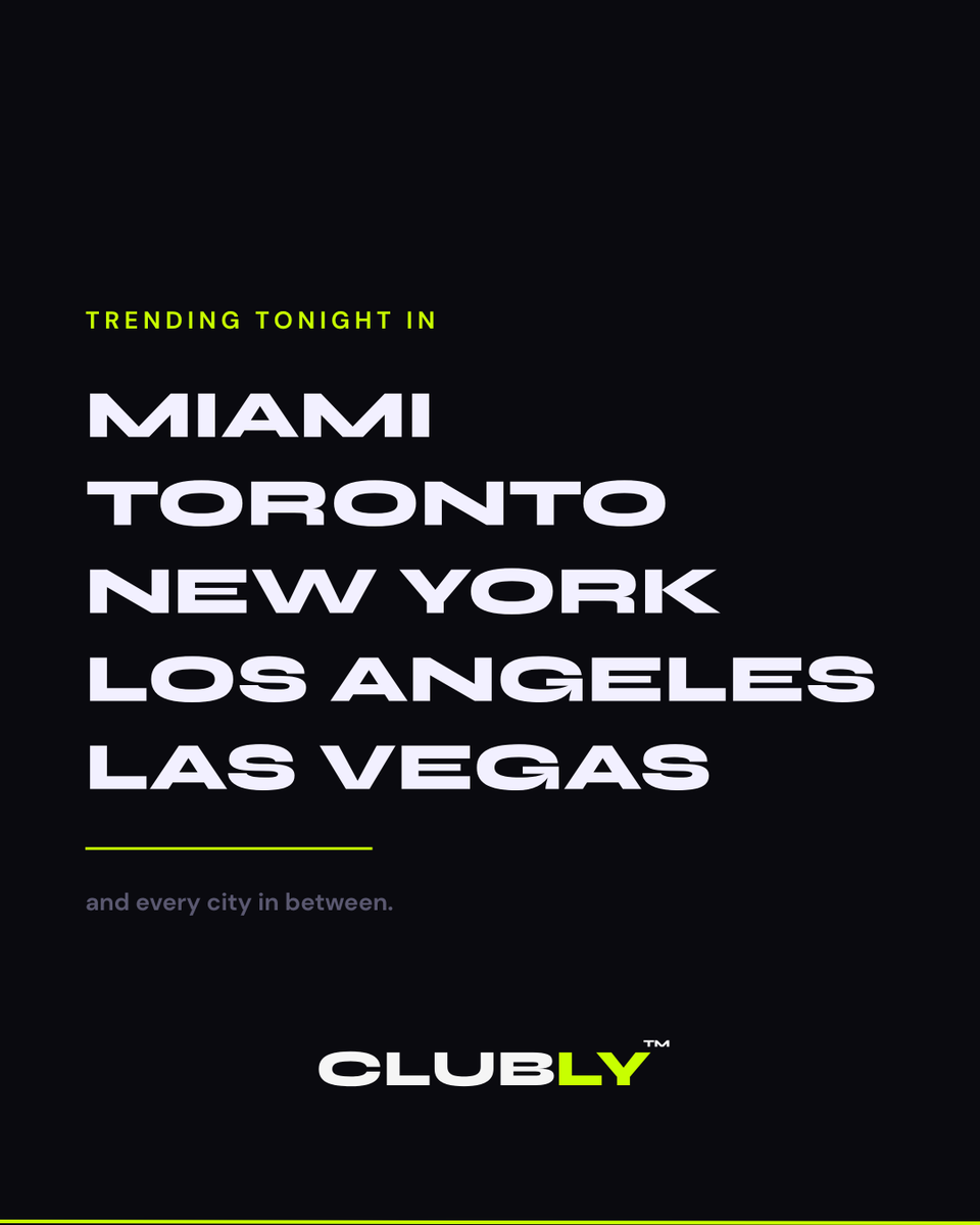 WeAreClubly's tweet photo. Stop guessing where to go tonight.

Clubly finds trending venues near you — Miami, Toronto, New York, LA, Las Vegas. 

get early access → https://t.co/dyVkYA4ves https://t.co/aX6XyWPhML
