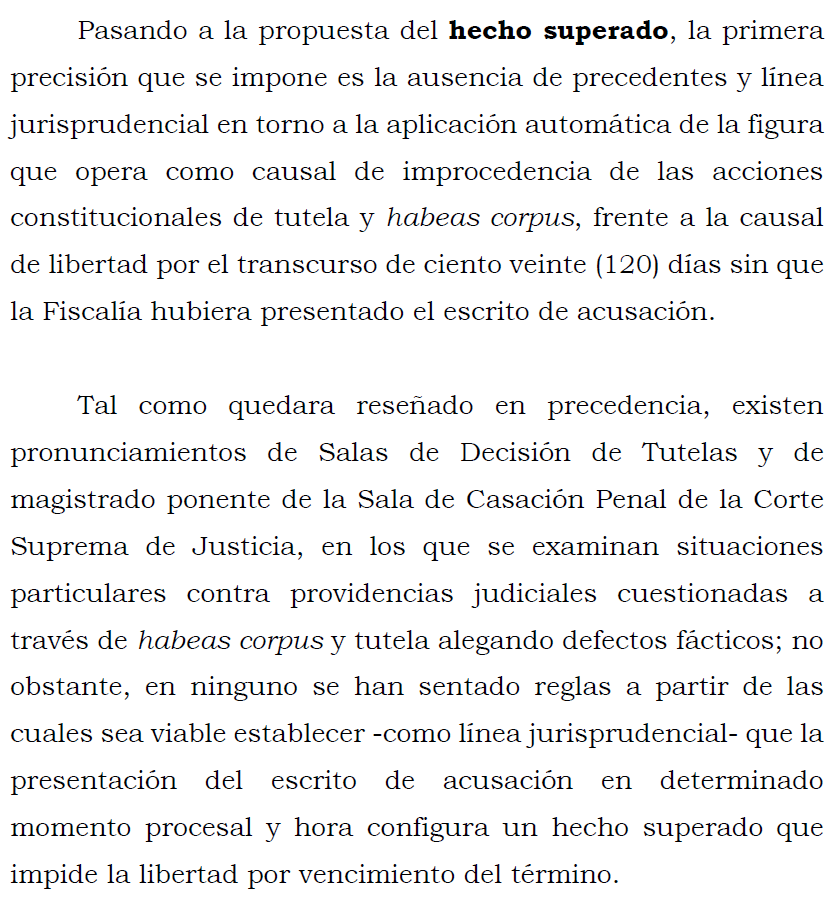 loviedoH's tweet photo. Tribunal S. de Bogotá. Libertad por vencimiento de termino # 4 art. 317 C.P.P.

Decisiones de la CSJ respecto al tema de libertad es por vía de tutela y habeas corpus (decisiones individuales de salas y magistrados) más no existe línea jurisprudencial consolidada. Pretender https://t.co/tviqUzcDhB