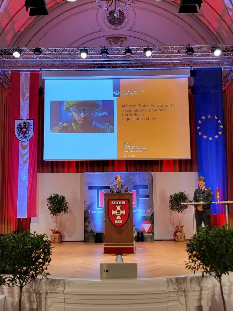 HorizonDefence's tweet photo. Our last presentation of the day will come from Jonas Pluis and Judith Oomen of the @Defensity_NL, who will close out the day with a discussion of Military Ethics Education for Technology-immersed Battlefields. https://t.co/vMXqxCsEnF