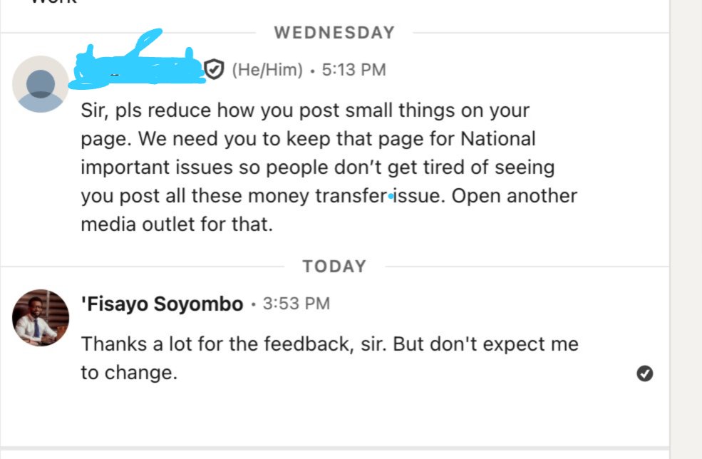 fisayosoyombo's tweet photo. One of my life’s missions is always to make myself useful to other people. I do not view the impact of my life as the sum total of what I’m able to do for myself; that’s the lesser fraction. The bigger half is about what benefit I have been to other people, even people I have no physical relationship with and those who’ll never be able to say ‘thank you’ in person or via telephony or social media. If I’m 90 and on my deathbed, my overall fulfilment will be determined by the number of causes greater than me to have enjoyed the benefit of my time, expertise and resources.

I studied Animal Science but very consciously decided — not at gunpoint or ‘hunger point’ — to become a journalist. Specifically, one of the reasons I made that decision was to become a voice for the voiceless, the hoi polloi, those people whose voices may never be heard without me or my platform. These people are important to me. 

You see those people who lose N10,000 to banks, N100,000 to erroneous Opay transfers, N25,000 to corrupt policemen or several thousands of naira to airlines like ‘Air Pieces’ — all those people whose stories are widely deemed unworthy of national attention — I will continue to tell their stories. As long as I have a voice, and as long as @fijnigeria exists…