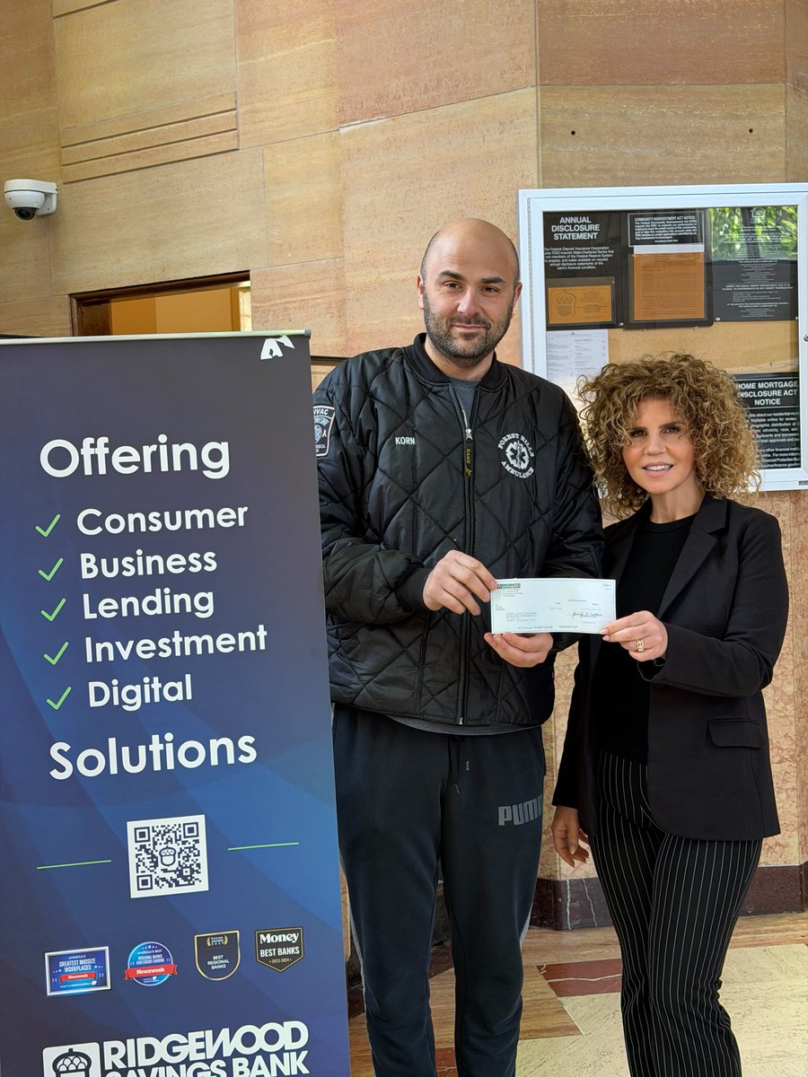 FHVAC's tweet photo. We would like to extend a heartfelt thank you to our friends at Ridgewood Savings Bank, especially Nancy and her team, for their generous $1,000 donation in honor of EMS Week! https://t.co/KUZ30lckn8