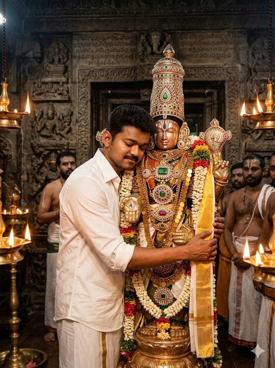 VRagathi's tweet photo. తండ్రి (వెంకటేశ్వర స్వామి) నీకు తప్ప నేను ఏ దేవుడుకీ దండం పెట్టలేదు,@TVKVijayHQ #TVK పార్టీ విజయాన్ని దెగ్గరగా వుంచావు, పేదవాడికి మంచి చేద్దామని రాజకీయం లో కీ వచ్చాడు. ఆయన @actorvijay కోరిక నెరవేరేలా చూడు తండ్రి \!/ 🙏 https://t.co/hldufmxGMY