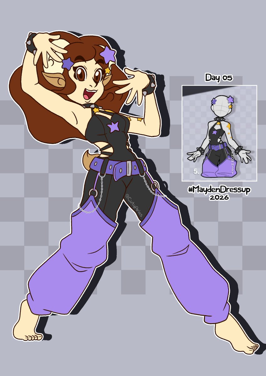 cutyaries's tweet photo. I know, late again but this time I've lost the internet for a big moment and the day 06 I was too sleepy to draw🫠

Day 05⭐️
#MaydenDressup #MaydenDressup2026 #CutyAriesArt https://t.co/7AifmztuXv