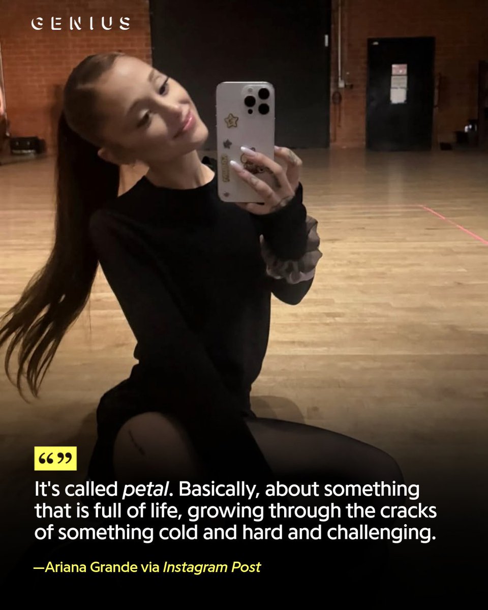 Genius's tweet photo. ariana grande is giving fans a little glimpse of what to expect on her upcoming album 'petal' 💿

the global superstar shared a video clip to her socials, describing the new album, and shares how the new album is a little "feral" 🎶🔥

'petal' is expected to drop on july 31st 🗓️ https://t.co/ntx2oSEL7r