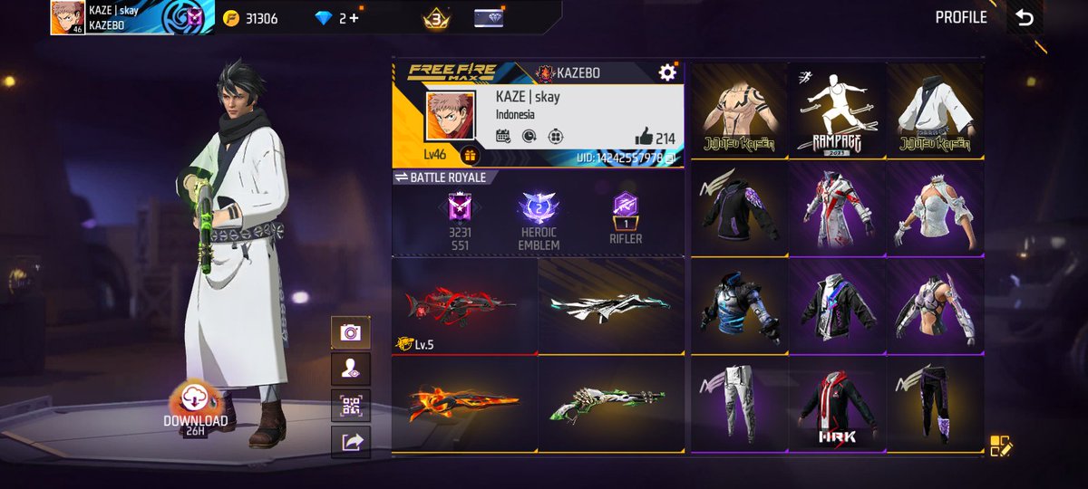 ryo120988's tweet photo. 80k+
binkos -lengket kait family aja, Evo 1 scar lvl5, SG 2 rasa mete lumut, sukuna on, emote rame, V28, spek cek ss
#zonauangㅤ #zonauang #zonajajan https://t.co/KA41JemSxs