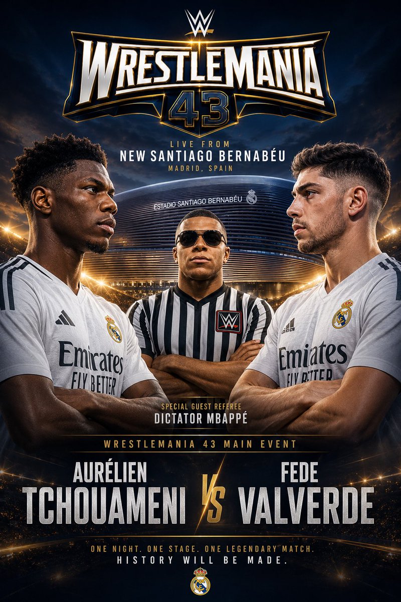 Wrestlemania 43 In Madrid 

Main event featuring 

 Aurelien Tchouameni vs Fede Valverde with  Dictator Mbappe as special guest referee