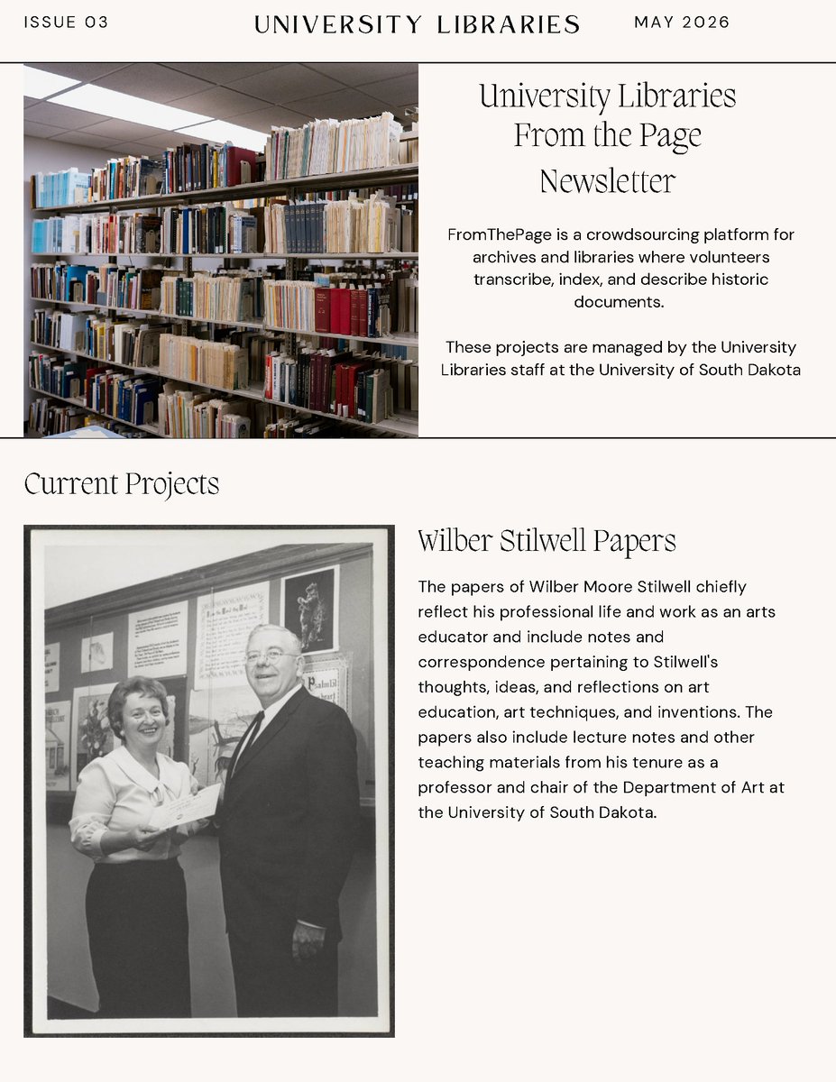 USDLibraries's tweet photo. Our third issue of FromthePage Newsletter is now available.

See what we are doing with transcription projects.

https://t.co/SCs3Fx65N4 https://t.co/DboEIqd5Xd