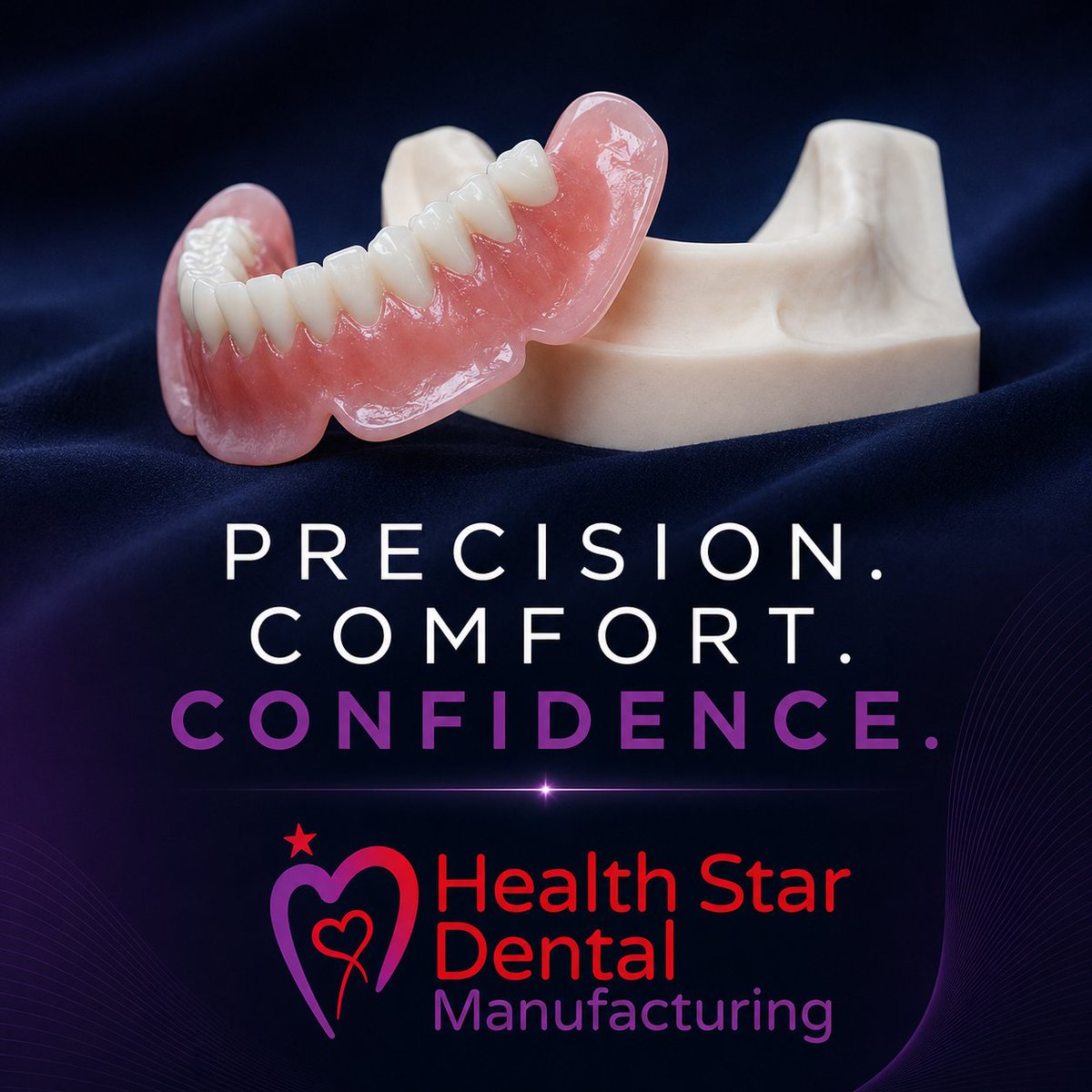 At HealthStar Dental Manufacturing, every case is crafted with accuracy, consistency, and care - so your patients get the fit that they deserve!