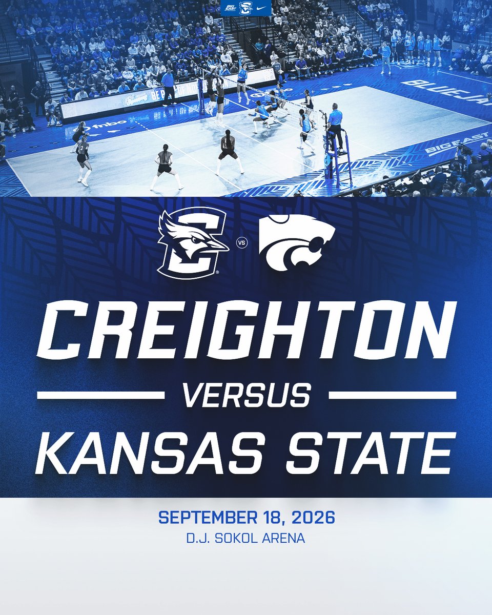 CreightonVB's tweet photo. Welcoming the Wildcats to Omaha this fall. 

#GoJays https://t.co/Z3tcvT1Co0