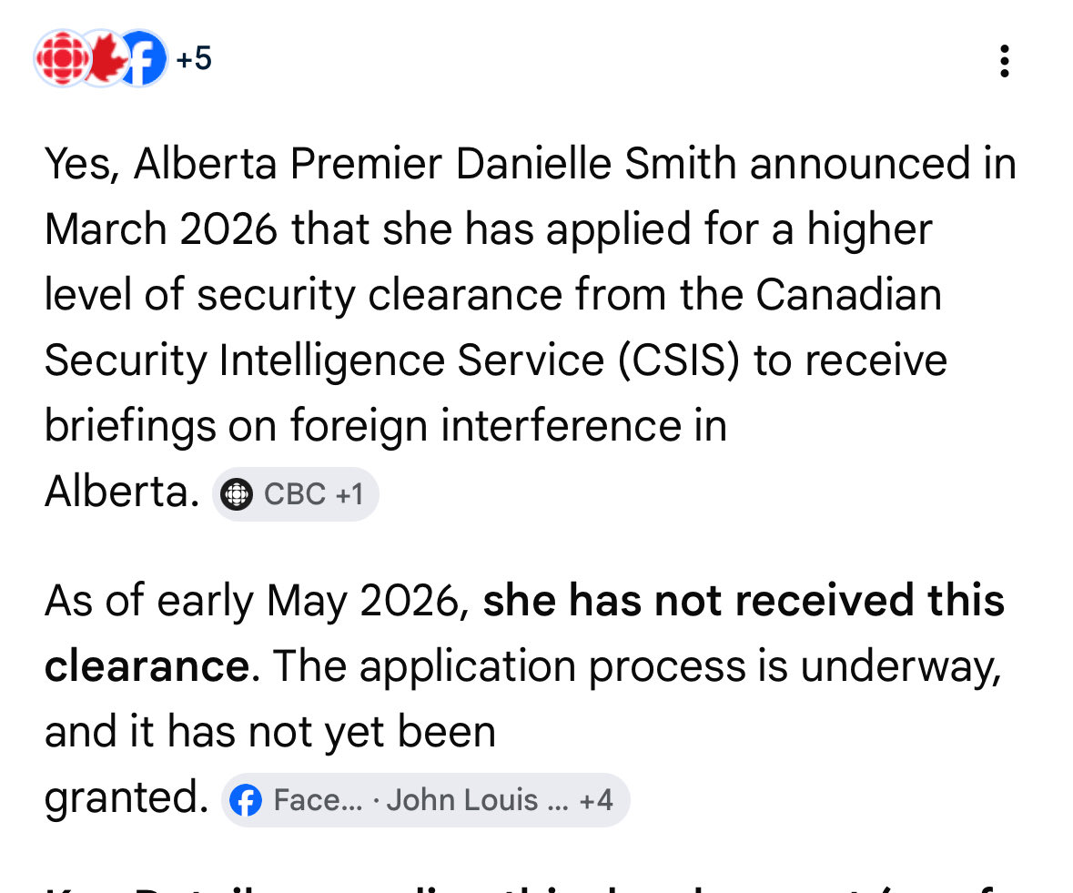 <a href="/csiscanada/">CSIS Canada</a> , you cannot grant the clearance to the Leader of a separatist party ,and who let 3 million Albertans private information fall into the hands of separatists.
