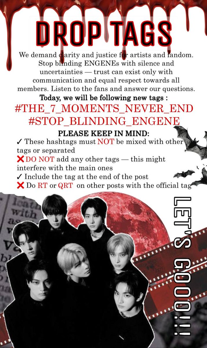 cis_enfanbase's tweet photo. We demand clarity and justice for artists and fandom. Stop blinding ENGENEs with silence and uncertainties — trust can exist only with communication and equal respect towards all members. Listen to the fans and answer our questions.

#THE_7_MOMENTS_NEVER_END
#STOP_BLINDING_ENGENE https://t.co/6CgtxSk8zR
