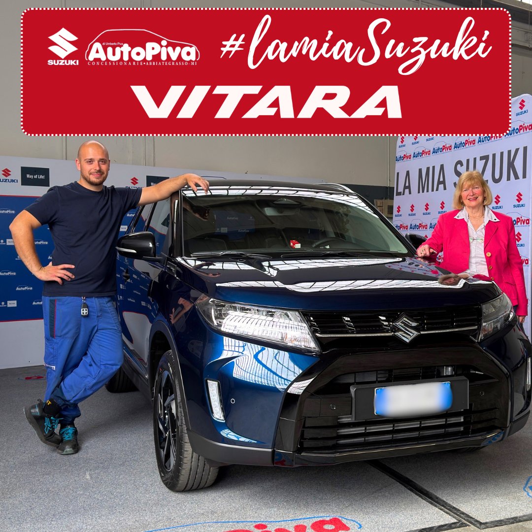 Autopivasas's tweet photo. #lamiasuzuki — Nuova Vitara per la signora Giovanna!
Suzuki Vitara Hybrid 1.4 STARVIEW AT Bicolor, nella raffinata combinazione Blu Capri con tetto nero 💙🖤
✅ PREVENTIVO: https://t.co/9tWqFve0W1 https://t.co/AewuoIKuqn