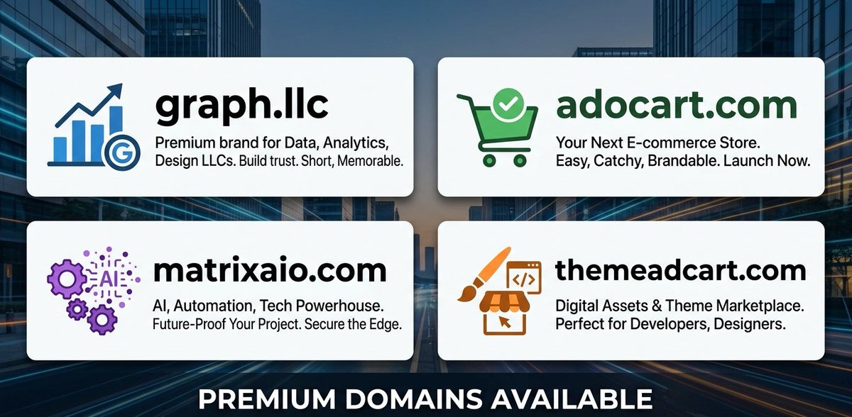 dseller50's tweet photo. Grab 4 Brandable Domains at Just $400 on Afternic! #DomainForSale #DomainNames #Domains #DomainPortfolio #WebNames https://t.co/ptBJp7hkvH