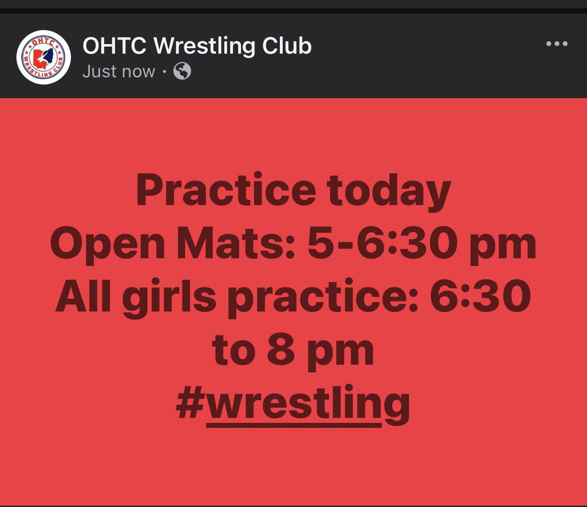OHTCWC's tweet photo. Practice today
Open Mats: 5-6:30 pm
All girls practice: 6:30 to 8 pm
#wrestling https://t.co/FJF4zoXl6Z