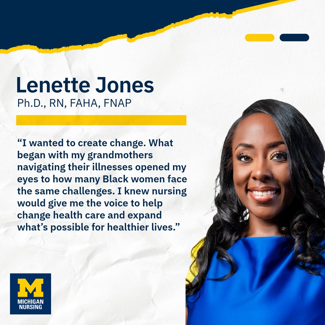 UMichNursing's tweet photo. Today, we hear from Dr. Lenette Jones, who helps shape the next generation of Michigan nurses.
#thepowerofnurses #nursesweek #michigannursing #wedare #goblue〽️ https://t.co/YNoG1wwZR8