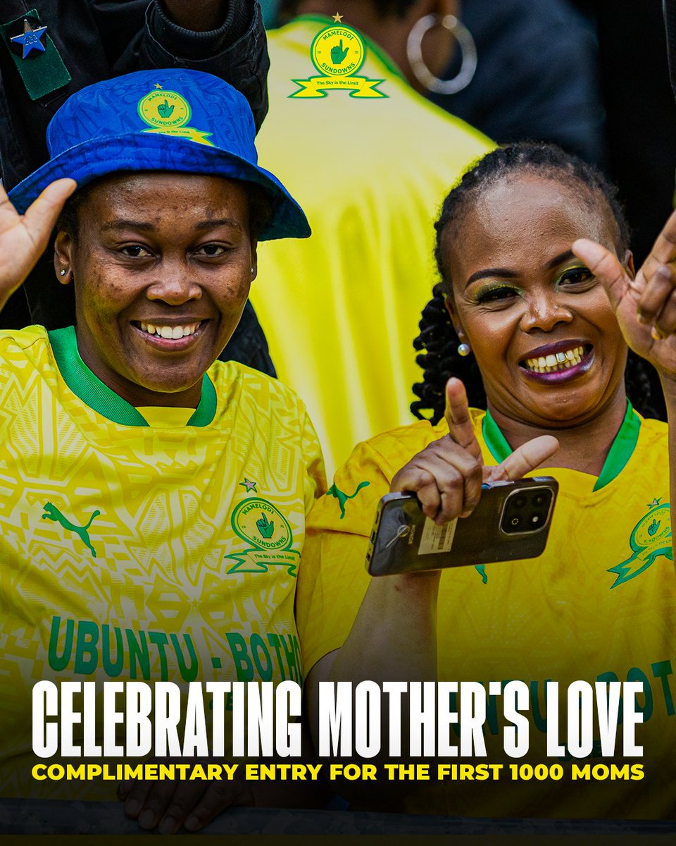 Masandawana's tweet photo. 𝗙𝗢𝗥 𝗢𝗨𝗥 𝗠𝗔𝗦𝗔𝗡𝗗𝗔𝗪𝗔𝗡𝗔 𝗠𝗢𝗠𝗦 💛

This Saturday, Yellow Nation mothers enjoy complimentary entry to our final home game as we celebrate  Mother’s Day. Arrive early and be a part of the first 1000 moms to enjoy a special matchday at Lucas 🙌

🎟️ Secure your seat here: https://t.co/lf8EbcVk9s and stand a chance to win a Chery Tiggo 4 Pro LiT 📲👆

#Sundowns #BetwayPrem #AreyengMasandawana