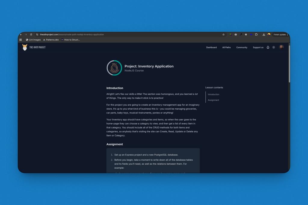 justice_codes's tweet photo. Update on my Web Dev journey 

Today:
I worked through SQL lessons on https://t.co/YD4RxCVjQ9 (my SQL skills are getting better)

I kicked off my inventory app project from @TheOdinProject -- folders structured, Express running, PostgreSQL connected

Still moving. 
#Nodejs  #TOP https://t.co/9berxQjG9I