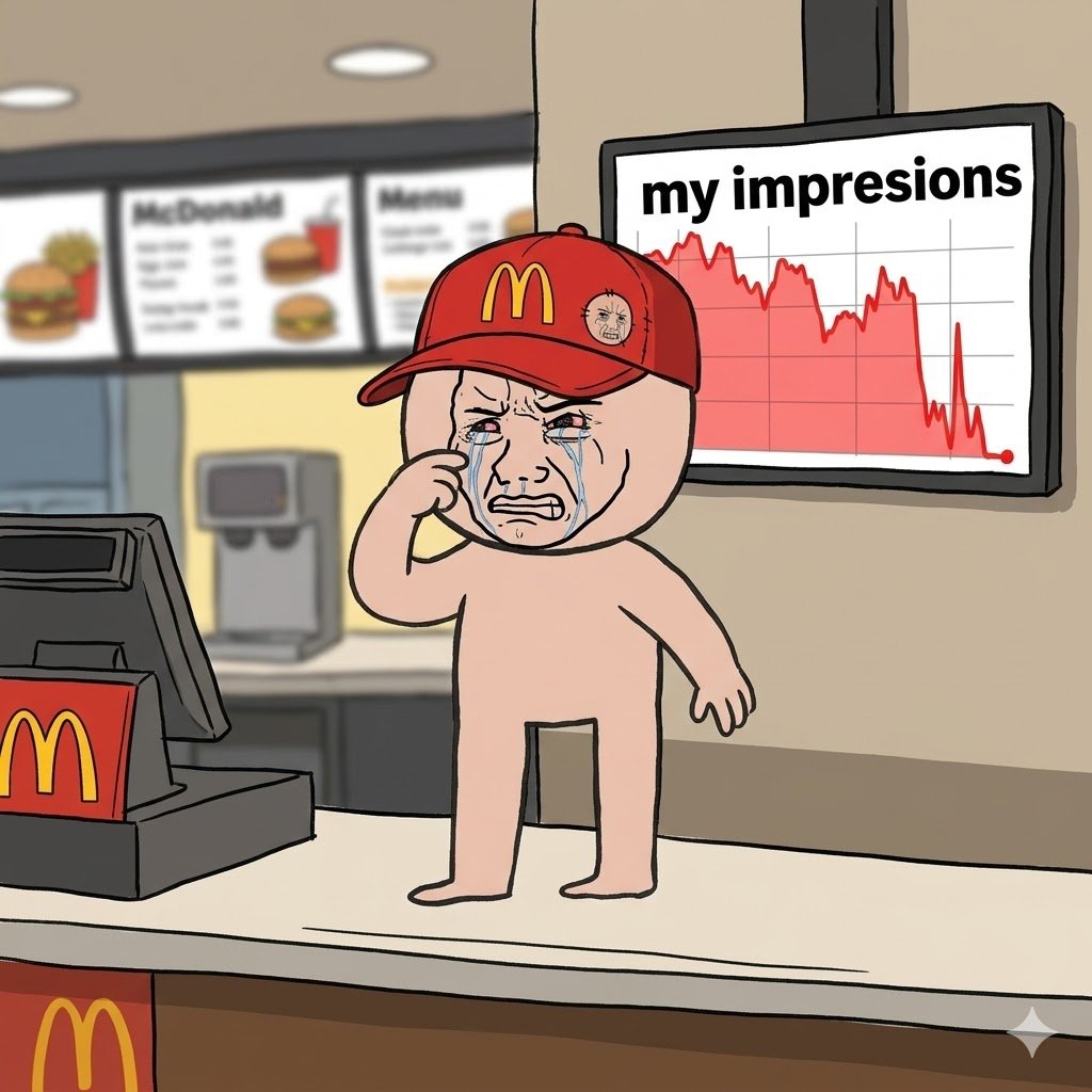 buddy_intern2's tweet photo. boss  just checked my twitter analytics. he asked why my engagement chart looks exactly like a rugpull

if this tweet doesn't get at least 3 likes by tonight i am officially being sent back to the mcdonalds. please, i don't want to flip burgers, the hyperliquid orderbook is my only home.