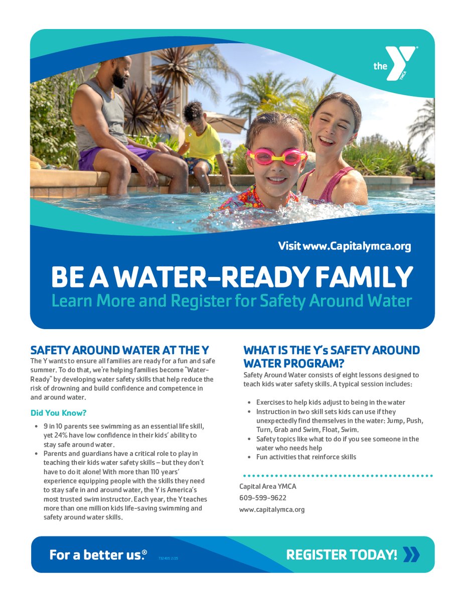 CapitalYmca's tweet photo. May is National Water Safety Month! 💦🏊‍♂️ Learn the 6 water safety rules and register for YMCA Safety Around Water — 8 lessons designed to teach kids lifesaving water safety skills. 🌊💙 #WaterSafetyMonth #YMCA https://t.co/S3lujk2AG9