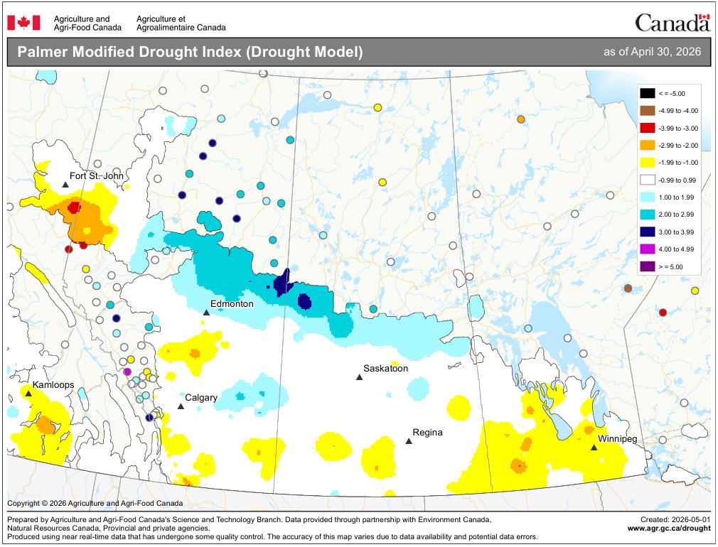#Canada 🇨🇦 soil moisture is lacking in some parts of Saskatchewan and ...