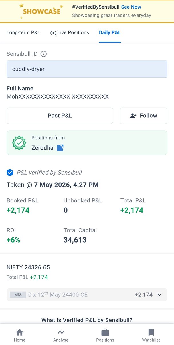 candlyst's tweet photo. Day 8  of ₹25K Trading Journey 📈📊
Capital: ₹34.6k🌱 
PnL: +₹2174🚀💥
ROI: +6%✅

 P&amp;L verified via Sensibull 📊👇
https://t.co/LnoN3ld6dR

#nifty #trader #sensex #candlyst #OptionTrading #banknifty #TVKVijay‌HQ #TVKMLAMeeting #nifty50 #investing https://t.co/y0cKUortgB