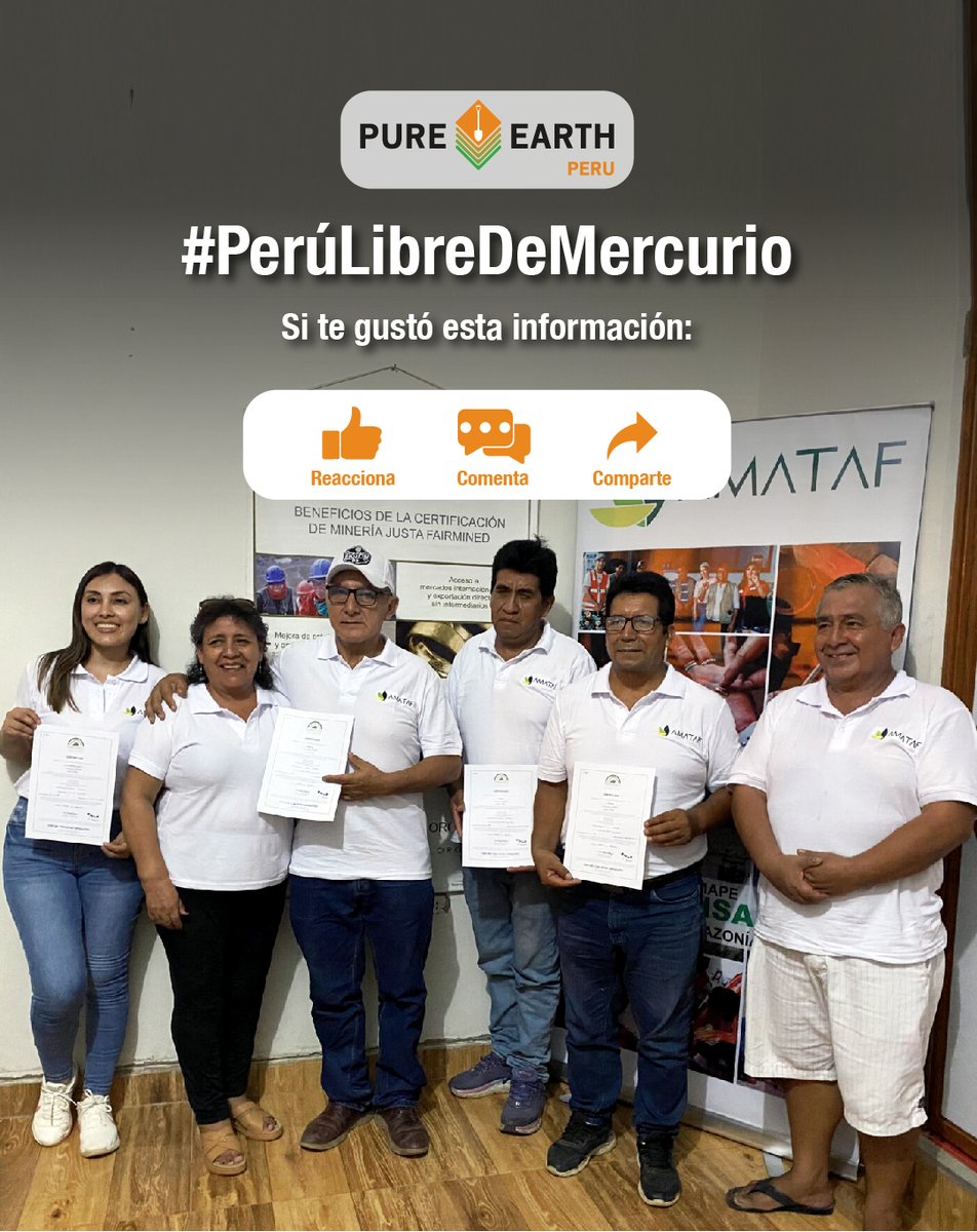 PureEarthPeru's tweet photo. (2/2)⛏️🌿 Desde Pure Earth Perú, venimos acompañado a concesiones mineras en Madre de Dios en este proceso, brindando soporte técnico y fortaleciendo sus capacidades para lograr una producción de oro más responsable.#CertificaciónFairmined #SaludAmbiental #freemercurymining https://t.co/zVneqm6svh
