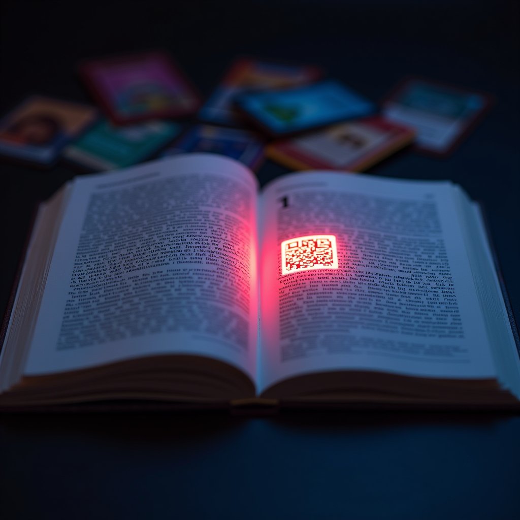 DanOAuthor's tweet photo. I just turned a chapter into a tiny game — scan the QR on the page to unlock a collectible trading card and watch the story expand. Want a taste? Grab the free ebook: https://t.co/xPI4tN8hAA 🎴✨ #InteractiveReading https://t.co/b0vR4OlnFs