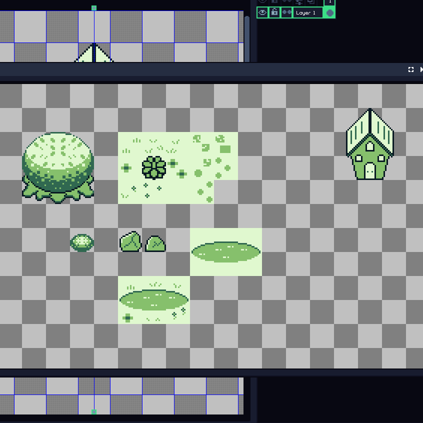 BurkWill's tweet photo. Practice. Making a tileset for a GB game. Gonna use them for art as well, but I'll color them for that. Yup https://t.co/XriYGDENCe