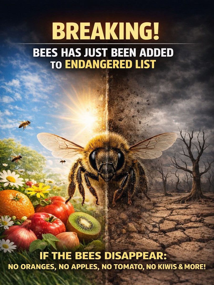 When the tiny wings of bees stop buzzing, the silence won’t just fill the air — it will empty our plates. 🐝💔
Bees are not just insects; they are the invisible farmers of our planet. Every fruit, every flower, every seed we enjoy carries their silent hard work.