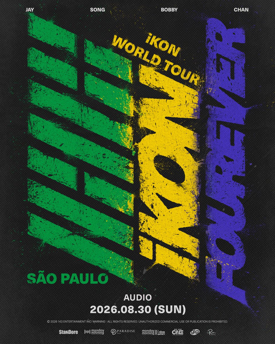 gigmusicoficial's tweet photo. A espera acabou: iKON vem ao Brasil pela primeira vez com a turnê FOUREVER WORLD TOUR!

No dia 30 de agosto, São Paulo recebe o primeiro show do grupo no país, em uma noite que promete reunir grandes sucessos e toda a energia que só um show do iKON tem. Depois de tantos anos de espera, chegou a vez das iKONIC brasileiras viverem esse momento de perto.

🗓 30 de agosto de 2026
📍 Audio

��� Mais informações em breve.

#아이콘 #アイコン #iKON #iKON_FOUREVER_BRAZIL