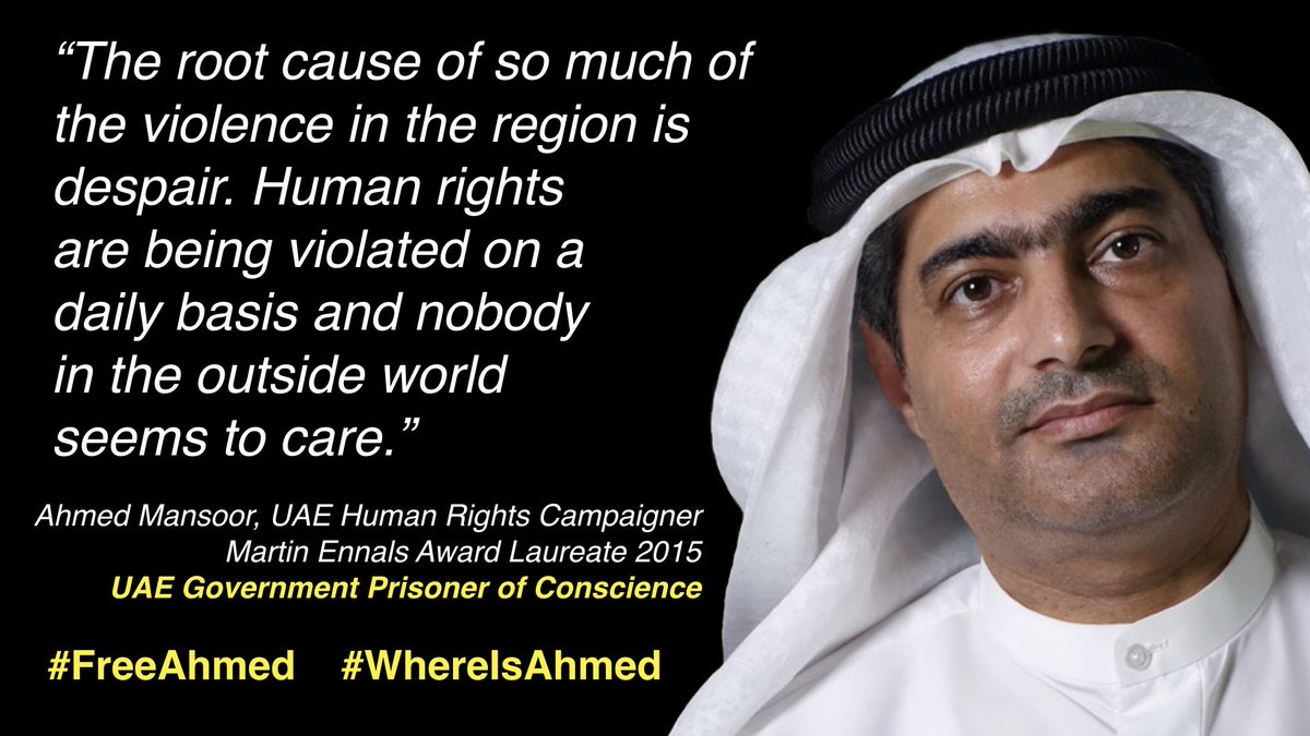 CiLuna27's tweet photo. #UAE: @Ahmed_Mansoor spent 9 years 1 month 17 days in prison, a lot of time in solitary confinement. In 2018 he was sentenced to 10 years in prison, in 2024 to another 15 years. Please join me &amp; urge @HHShkMohd @MohamedBinZayed @AnwarGargash to #FreeAhmed #FreeAhmedMansoor https://t.co/FYvLcBBTrE