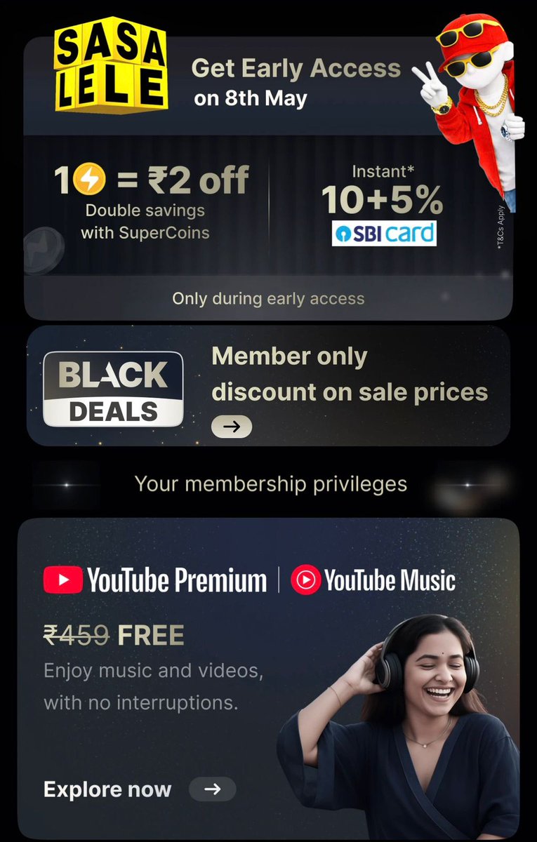 imvanu's tweet photo. Asked my friend why they weren't stressed about missing deals during #SASALELEFlipkart. Turns out they had #FlipkartBLACK all along. Early Access on 8th May. BLACK Deals. I immediately activated! 🖤 #Flipkart
https://t.co/sshd1n6K1A https://t.co/YLDC5QPW8h