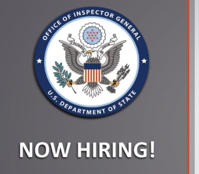 StateOIG's tweet photo. State OIG is hiring a Director of Overseas Contingency Operations (OCO) (AD-00, equivalent to a GS-15) to work in our Washington, DC office. This vacancy is open to Competitive and Excepted Service employees. Open and closing dates are 05/07/2026 to 05/20/2026. To apply, visit: https://t.co/6C69Kks0tj