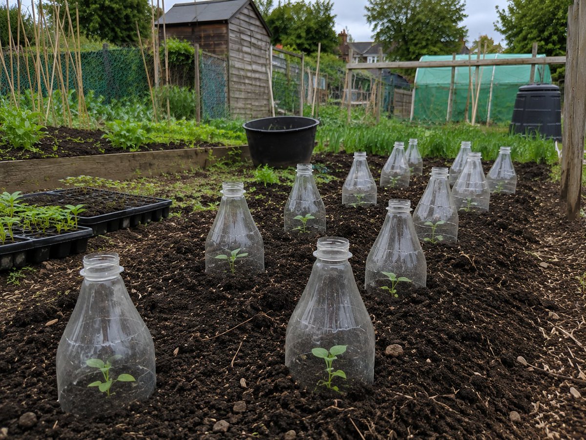GYOmag's tweet photo. 𝗧𝗼𝗽 𝗧𝗶𝗽: Large, clear plastic bottles make excellent cloches for young transplants, so collect as many as you can from friends and family.

#growyourown #growyourownfood #allotmentlife #allotmentuk #vegetablegarden #vegpatch #growveg #homegrownfood #kitchengarden https://t.co/Xdl6pOMb3t