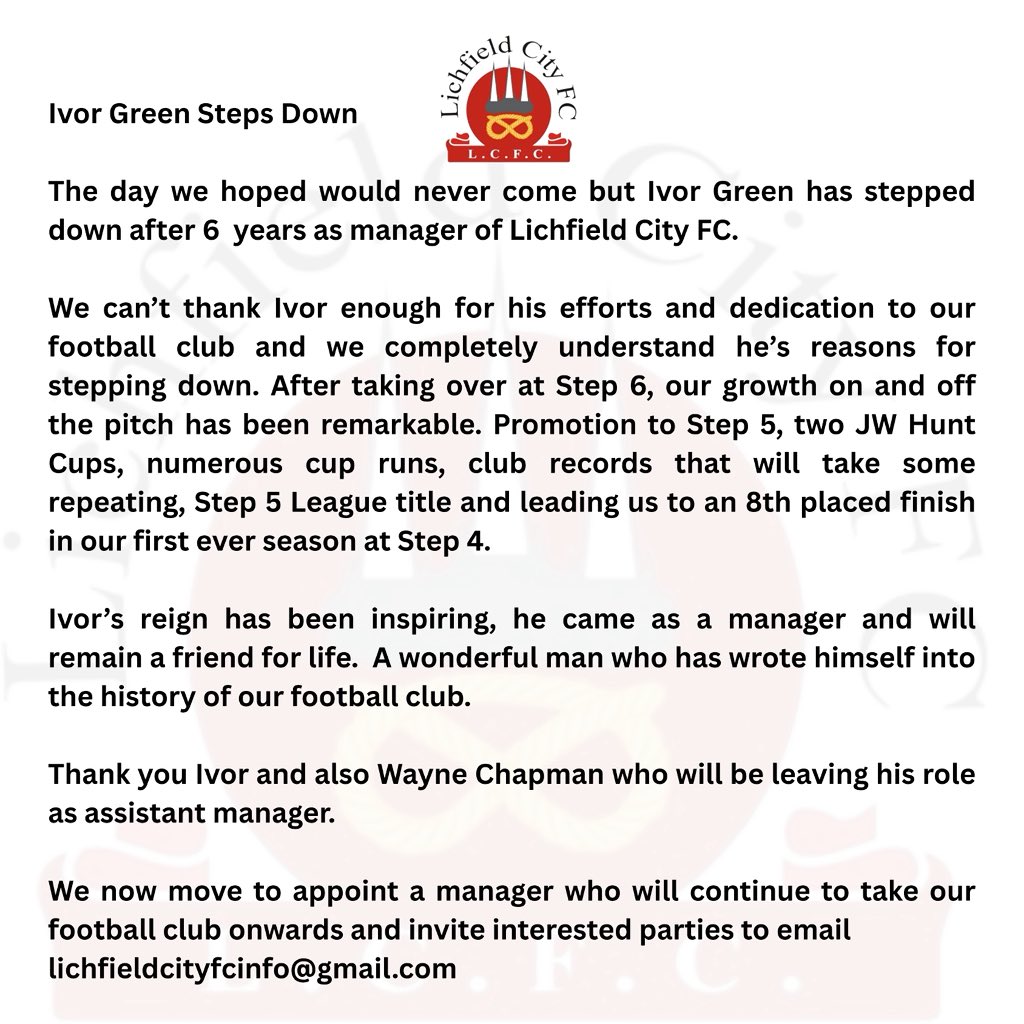 Lichfield City FC tweet media