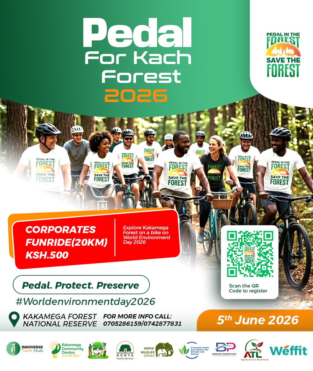 IngoverseTech's tweet photo. This #WorldEnvironmentDay, we aren’t just talking about conservation we’re riding for it! Whether you’re a pro cyclist, a student, or looking for a team-building challenge with your corporate crew, the #PedalforKachForest2026 is the place to be.#ClimateActionKE
#EcovibesOnlyKE https://t.co/rgz9uCt1pg