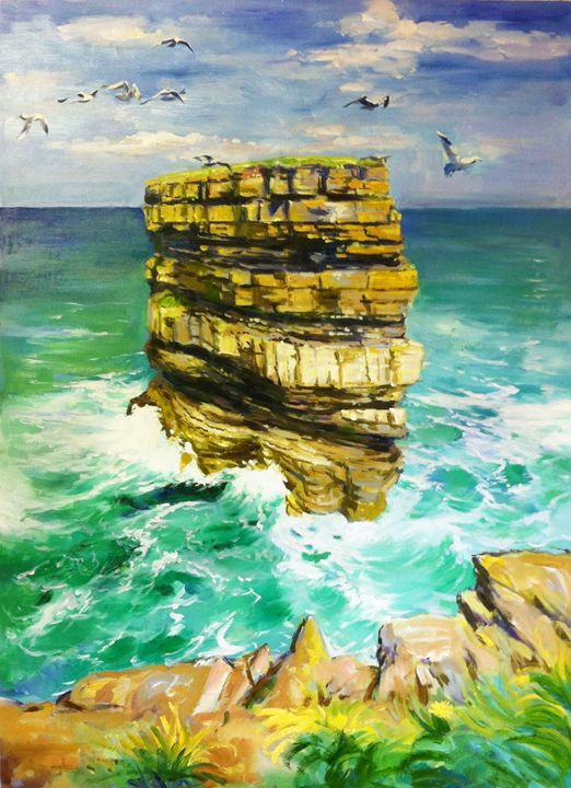 conchubar's tweet photo. Art of the Day! "Downpatrick Head County Mayo". Buy at: https://t.co/jrwmRTnotO https://t.co/p8zRCOHVR6