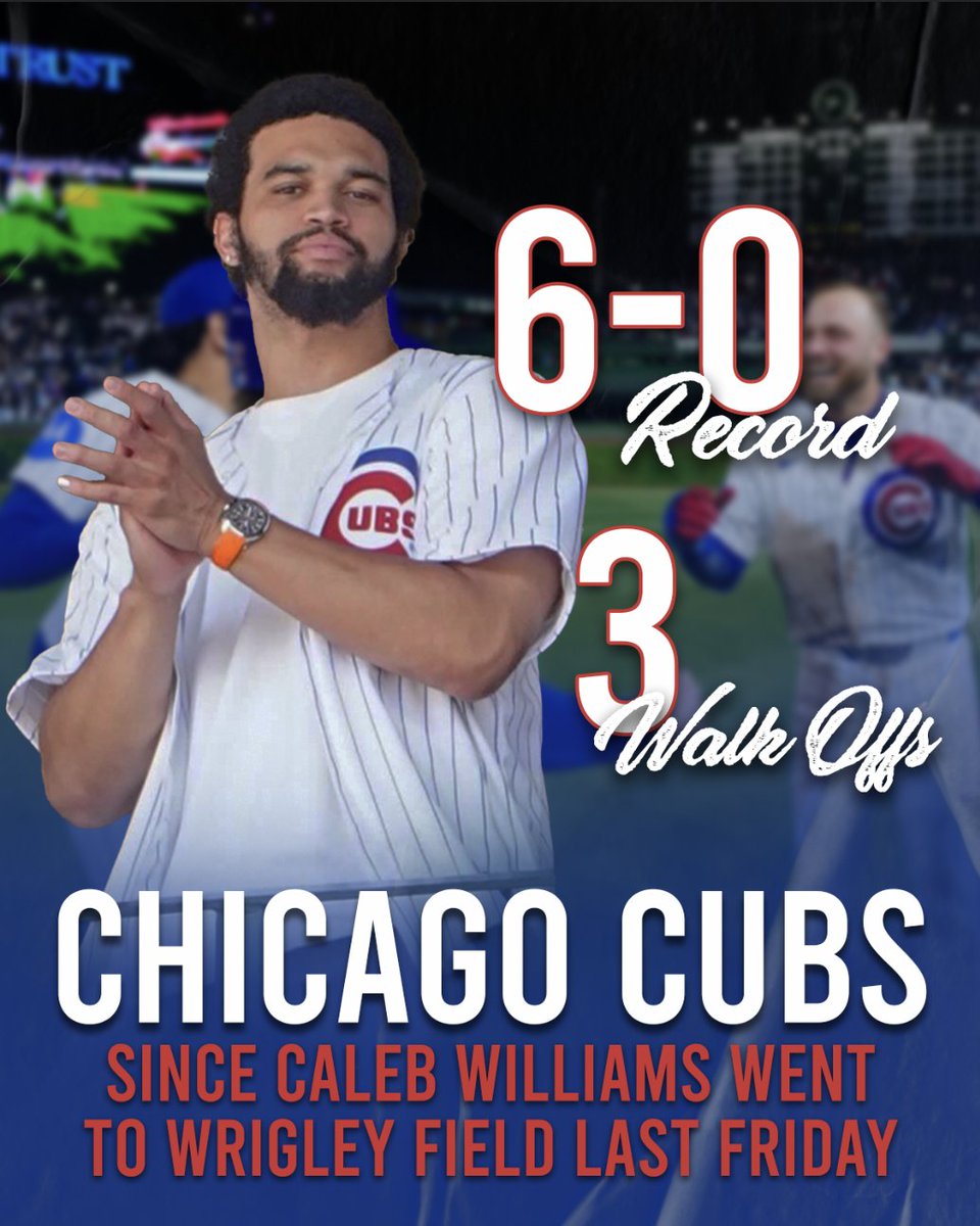 ICE MAN 🥶

The Cubs have been RED HOT for nearly a month, but the late game heroics have gone next level since Caleb Williams visited the Friendly Confines