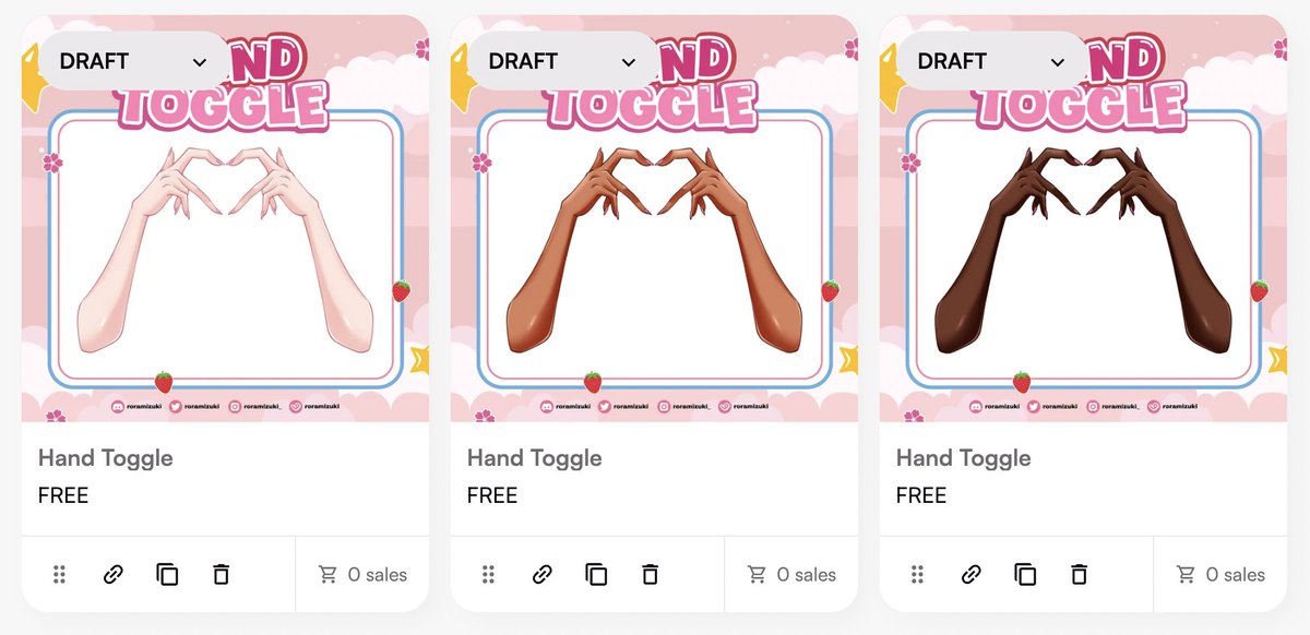 roramizuki's tweet photo. 🫶 FREE VTUBER HAND TOGGLE ALERT 🫶

just finished these hand toggles and I’ll be giving them away FREE to the first 50 people who claim them on my VGen shop 🛒

make sure to follow my VGen now so you can be one of the speediest 50 people to grab it~
 
#VGenShop #vtuber #vtuberasset