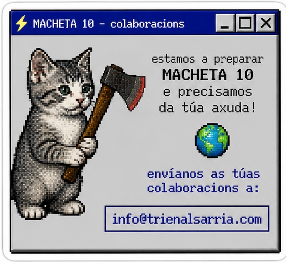 HuhuAAC's tweet photo. Macheta 10 precisa de ti!
#Sárria #Huhú #Macheta #fanzinegalego #fanzine https://t.co/F7qG7VTgvA